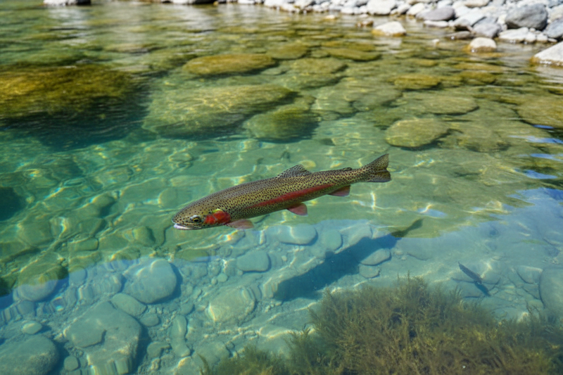 Live Himalayan trout swimming in a glacier-fed stream